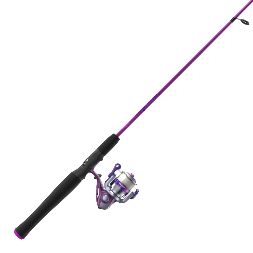 Zebco Splash Spinning Reel and Fishing Rod Combo, 6-Foot 2-Piece Fishing Pole, Purple