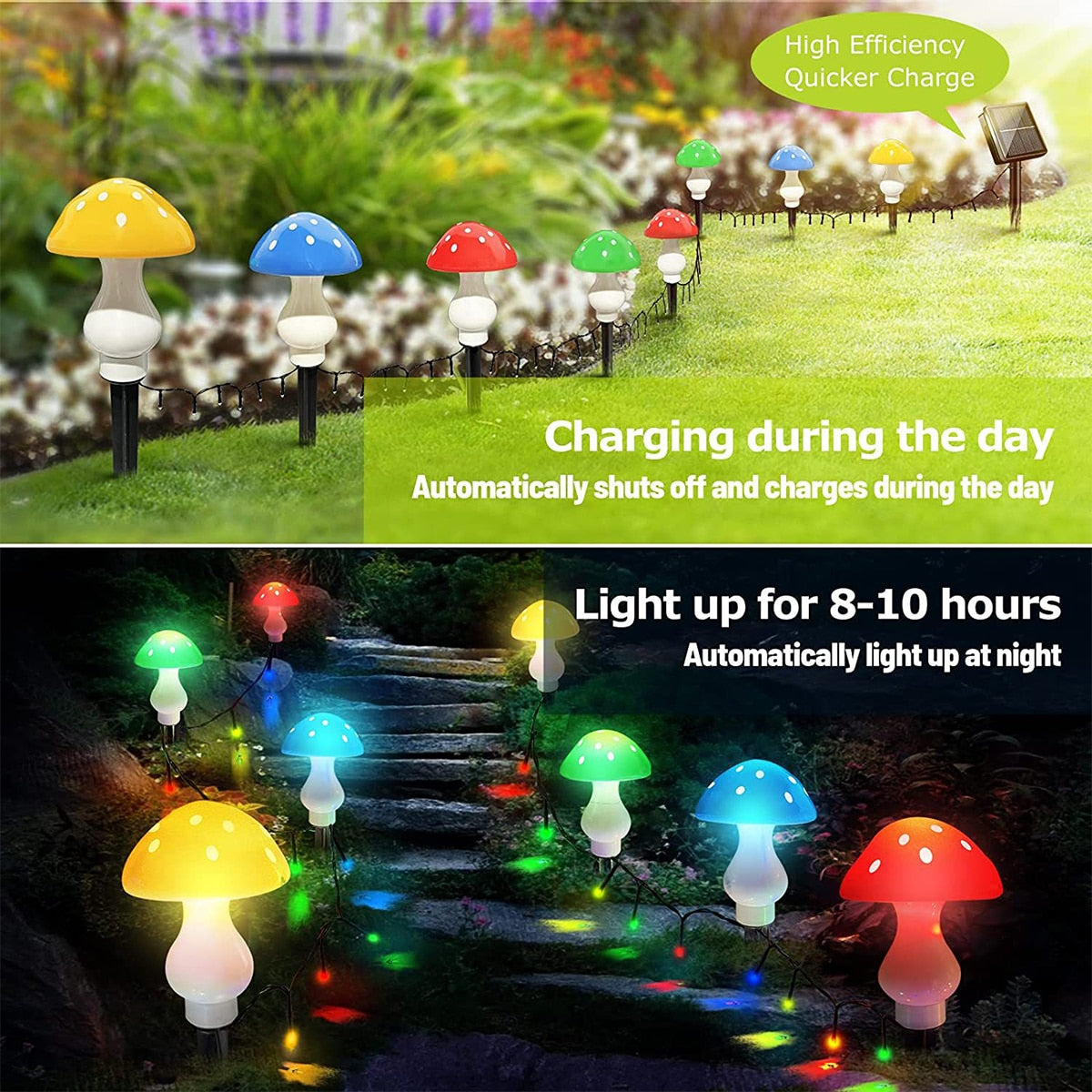 3/8/10pcs LED Solar Mushroom Light Outdoor Garden Decor Waterproof Fairy Light Solar String Light Pathway Lawn Lamp Garden Light