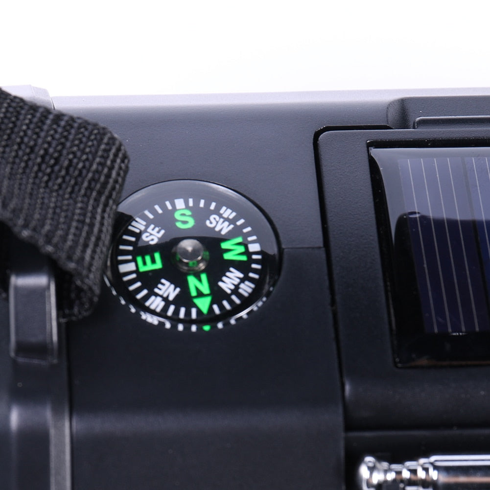 10000mAh Emergency Solar Power Radio Hand Crank Dynamo Wind Up Phone Charger Bank SOS AM/FM/NOAA Pocket Flashlight Radio