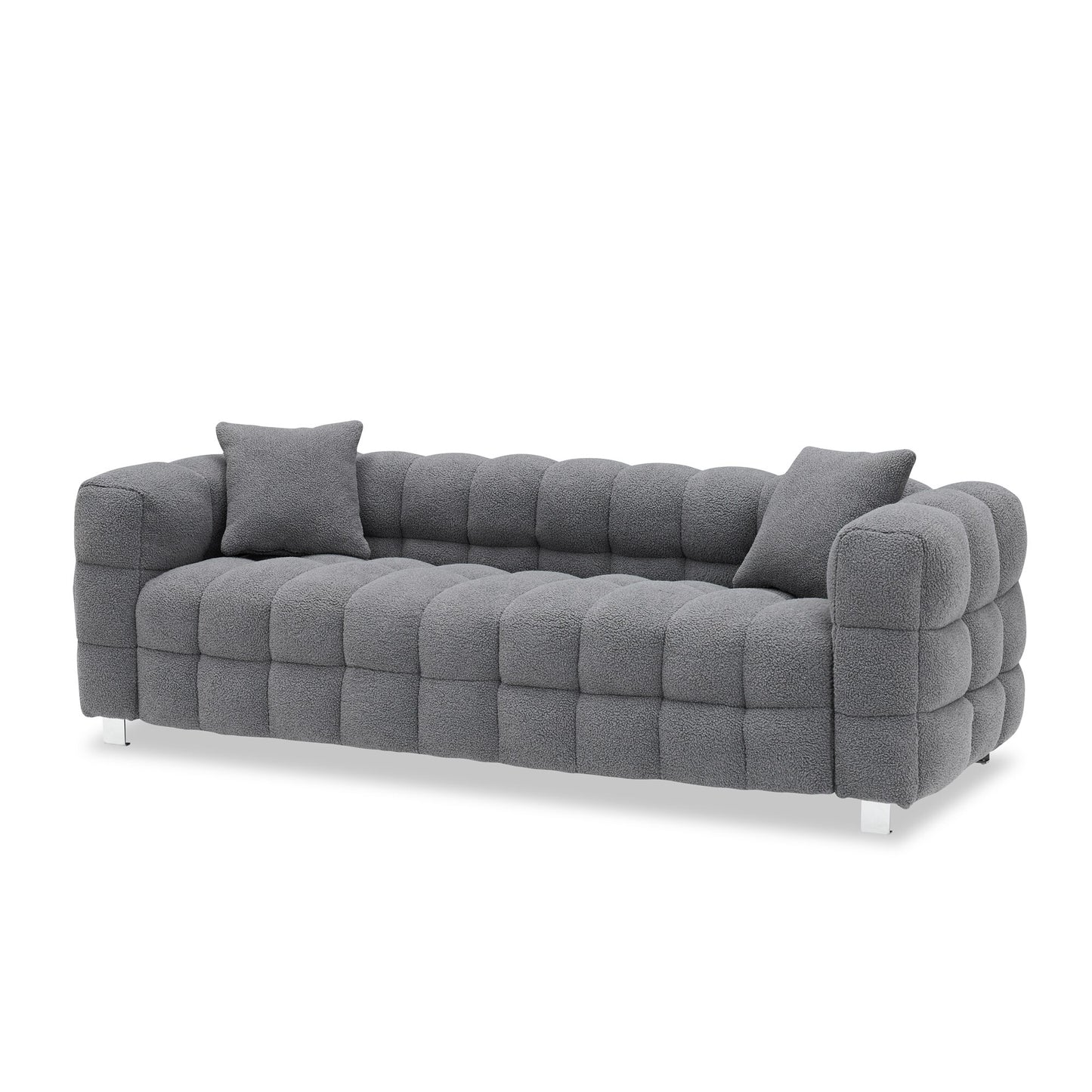 Modern Minimalist Bread Sofa Includes 2 Pillows White/Grey/Blue/Green Fleece for Living Room Bedroom