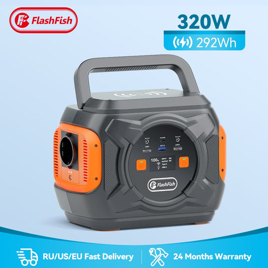 Flashfish 320W Portable Power Station Solar Generator 110V-240V AC Energy Storage Supply For Outdoor Camping Campervan Drone RV