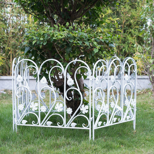 5 Pack Decorative Garden Fence For Landscaping White Panels Rust Proof Metal White