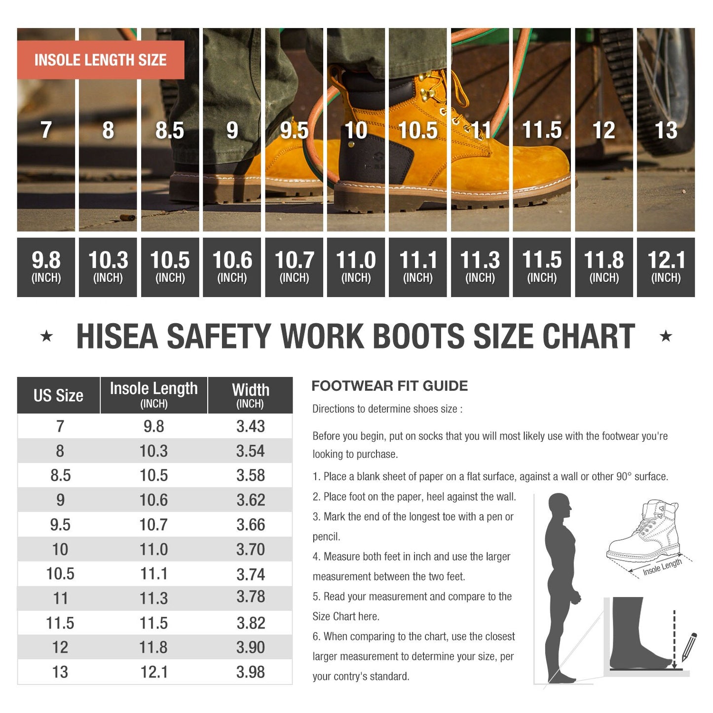 HISEA Work Boots for Men Soft/Steel Toe Construction Work Shoes, Waterproof Safety Toe Working Boots