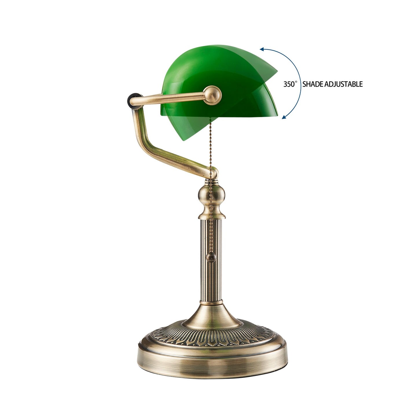 New Green/White Color Glass Bankers Desk Lamp with Zipper Switch Living room Bedroom Bedside Sofa Table lamp