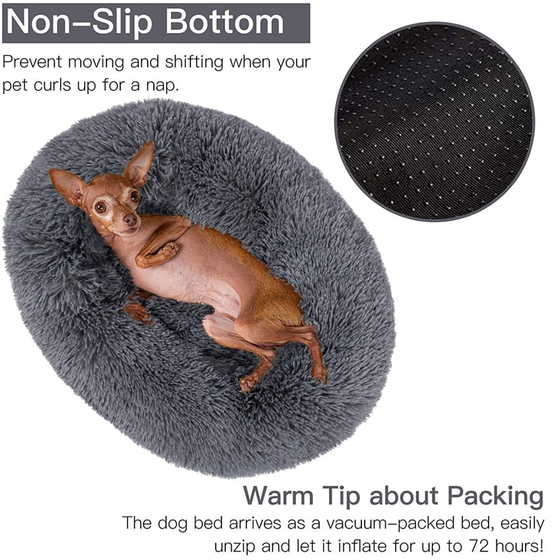 Round Dog Bed Cushion Soft Plush Cat Beds for Dog Cat