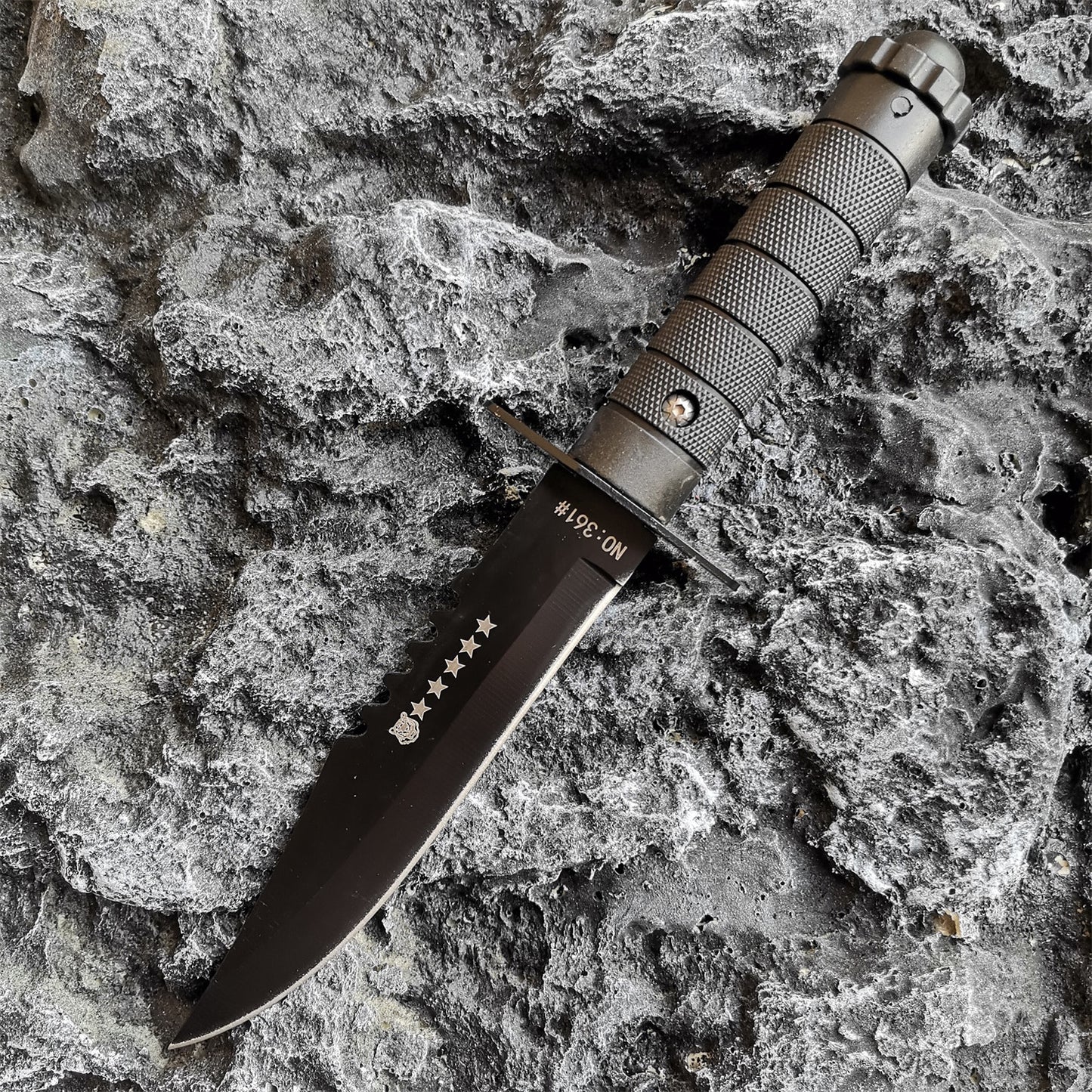 7 Steel Sanding Light Tactical Straight Knife Jungle Camping Self-defense Straight Knife ABS Handle Hunting Knife