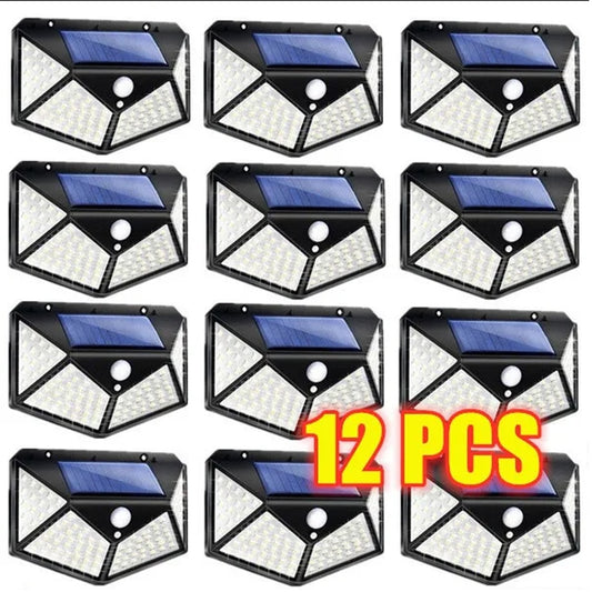 4-12Pcs Solar Led Light Solar Outdoor Lights 100LED Pathway Solar Shed Light Motion Sensor for Garage Patio Barn Pathway Patio