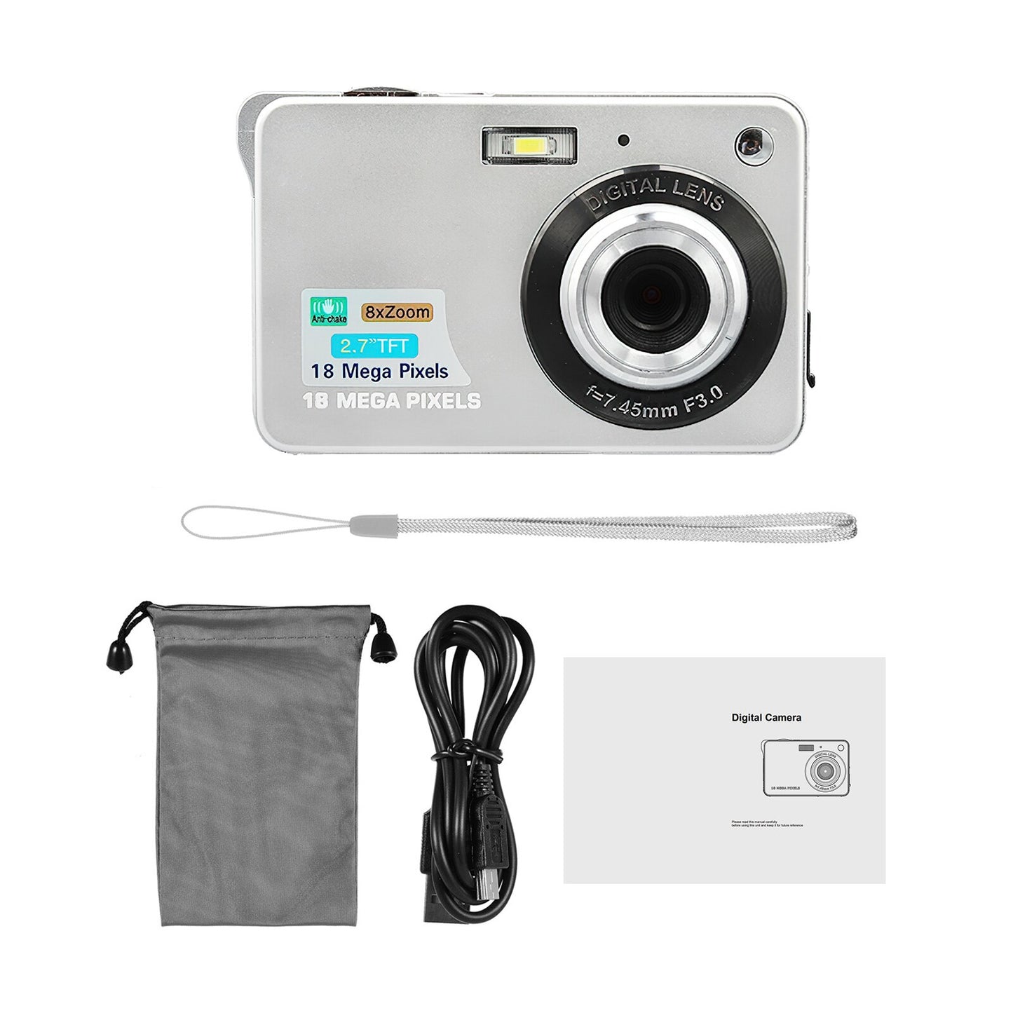 720P/ 1080P Digital Camera Video Camcorder 18MP/ 48MP Photo Camera 8X Zoom Anti-shake 2.7 inch TFT Screen for Kids Teens Gift