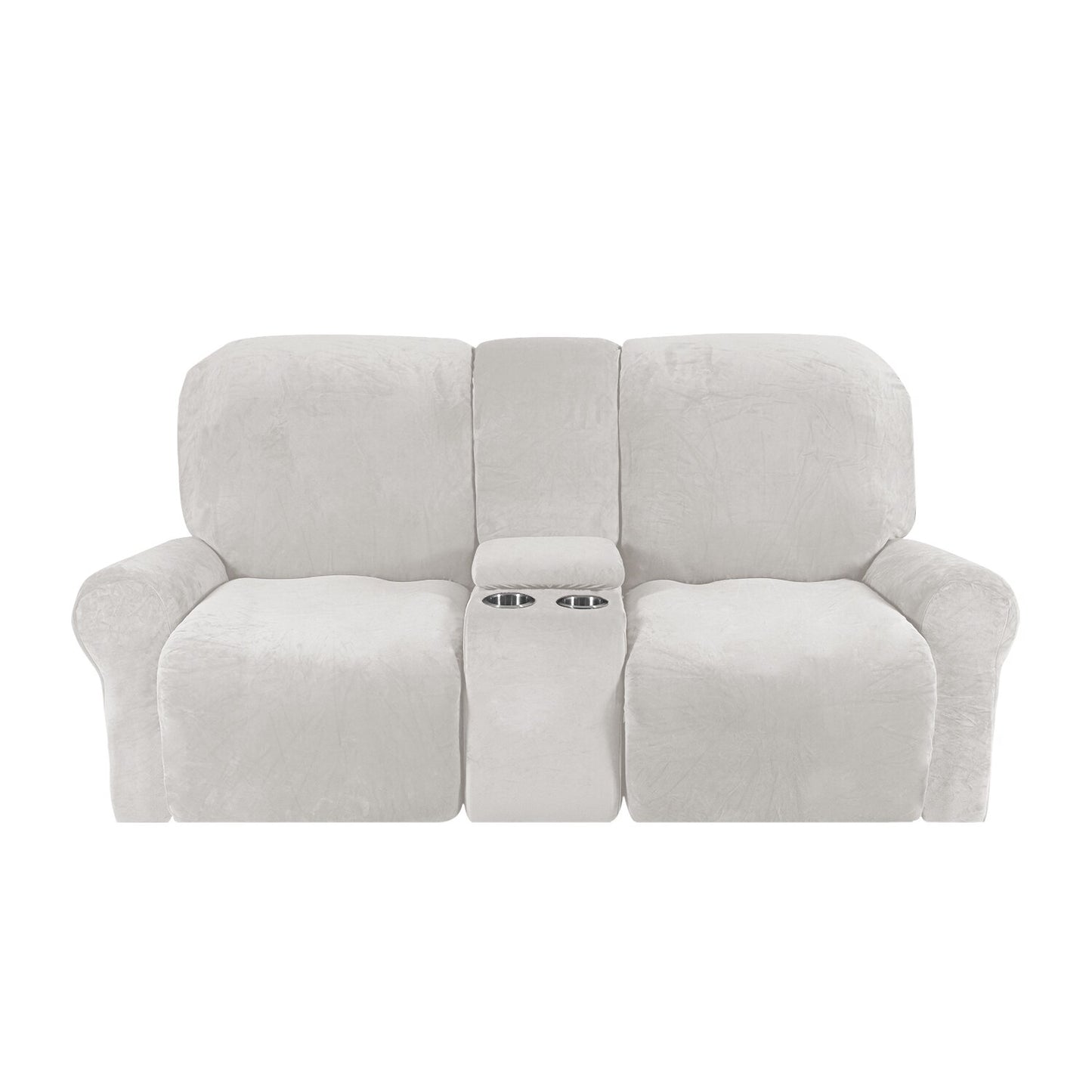 Recliner Sofa Covers 2 Seater Sofa Covers with Cup Holder Velvet Stretch Recliner Loveseat Slipcovers with Middle Console