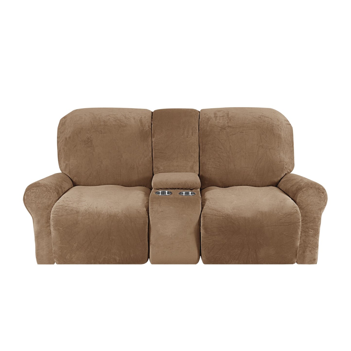 Recliner Sofa Covers 2 Seater Sofa Covers with Cup Holder Velvet Stretch Recliner Loveseat Slipcovers with Middle Console