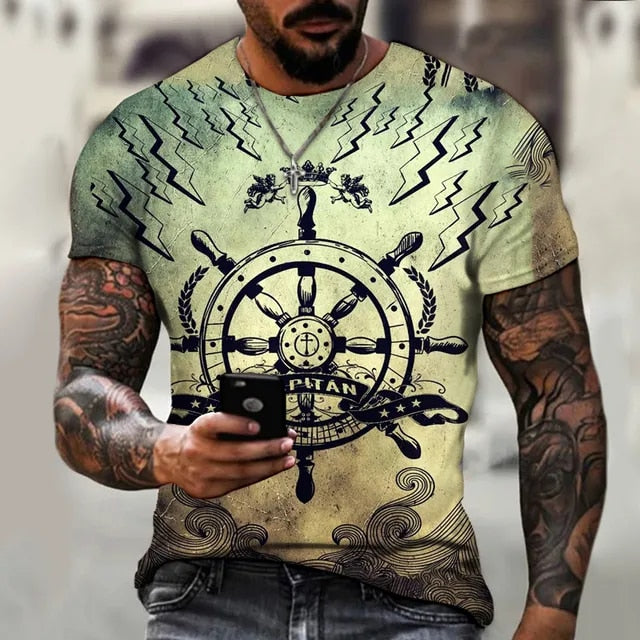 New Summer Top 3D Printing Rudder Pattern T-Shirt Style Plus Size T-Shirt