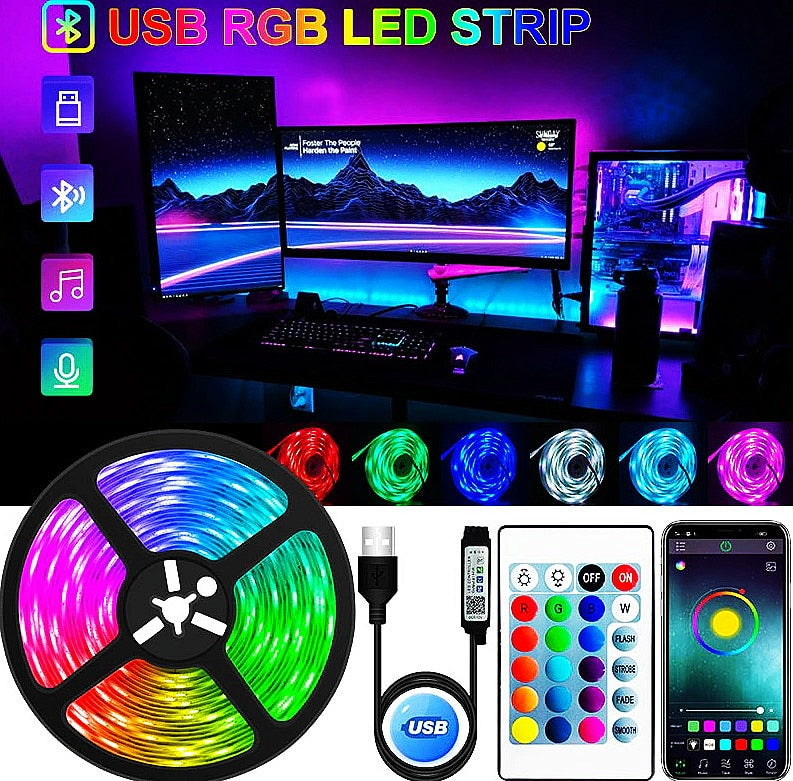 LED Strip Light  Neon USB RGB 5V,Smart Wifi Flexible Light Lamp Screen LED Lamp App,For TV Desktop Screen BackLight Diode Tape