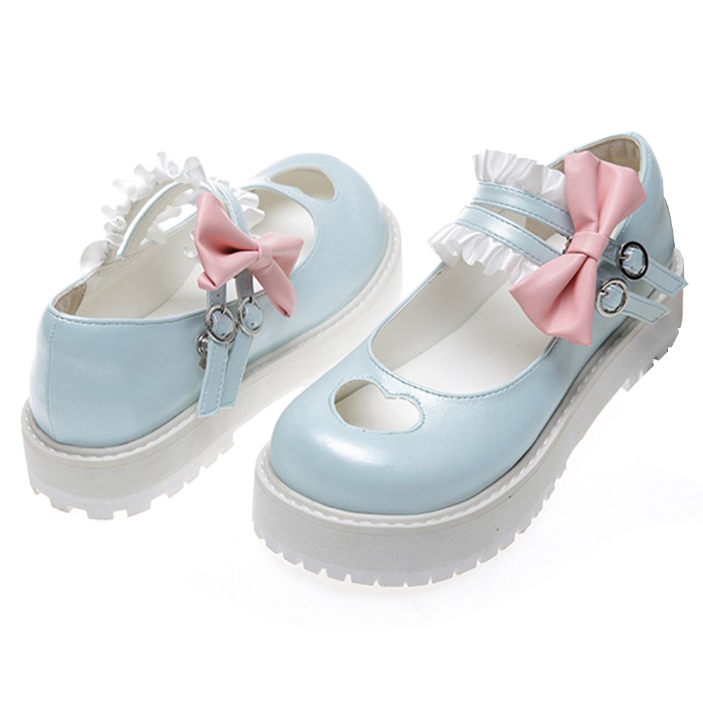 Sweet Lolita Hollow Heart Maid Cosplay Platform Mary Jane Flat Shoes