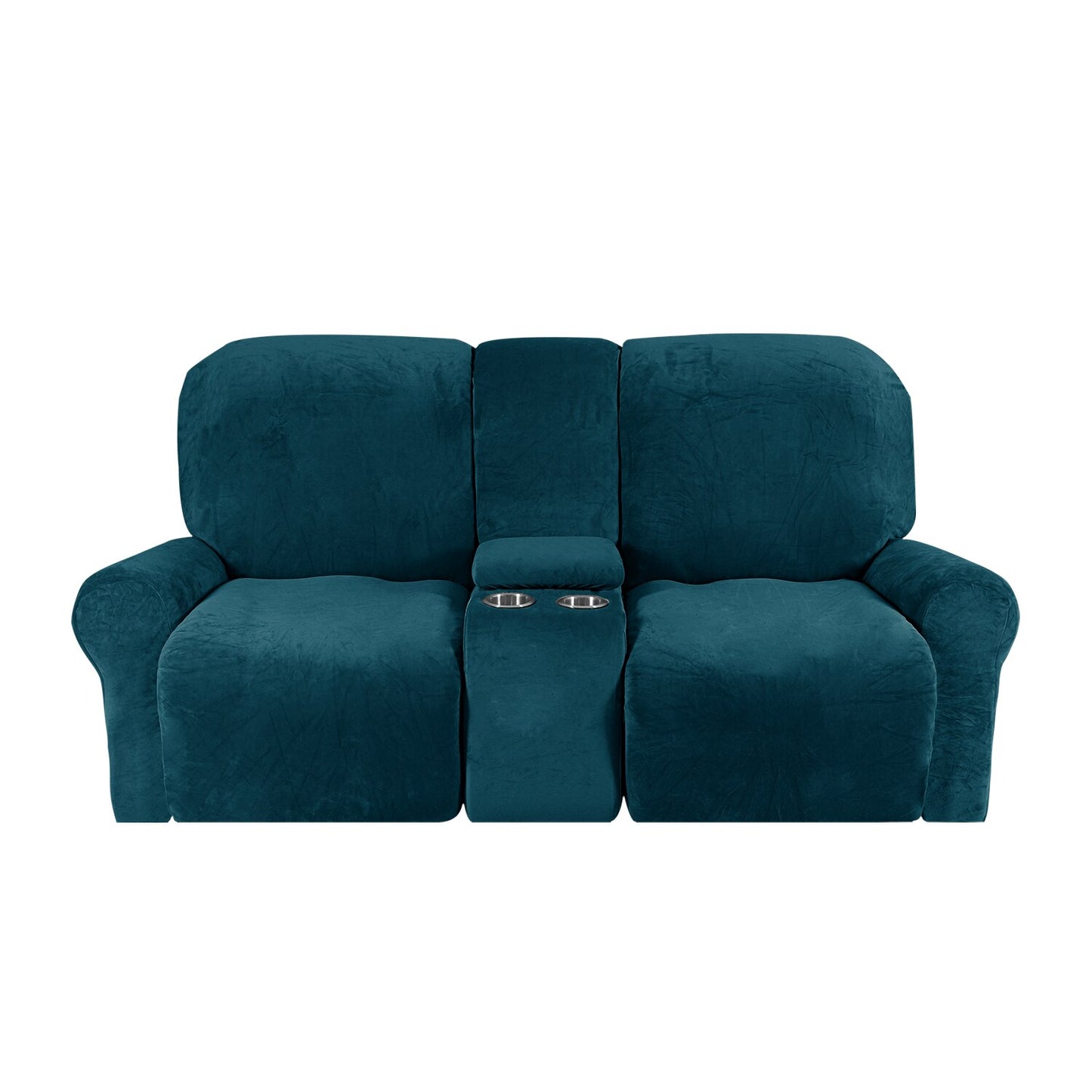 Recliner Sofa Covers 2 Seater Sofa Covers with Cup Holder Velvet Stretch Recliner Loveseat Slipcovers with Middle Console