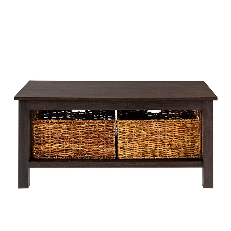 Traditional Storage Coffee Table with Bins, Espresso  Furniture Living Room