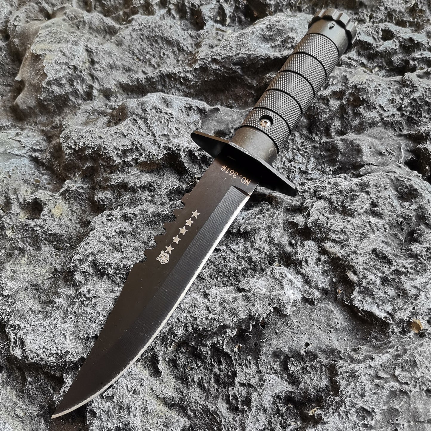 7 Steel Sanding Light Tactical Straight Knife Jungle Camping Self-defense Straight Knife ABS Handle Hunting Knife