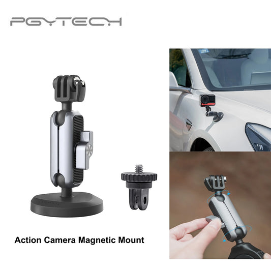 PGYTECH Magnetic Camera Mount for Action Camera, Powerful Magnetic Mount with 360° Rotating Dual Ball Heads for OSMO Action 3