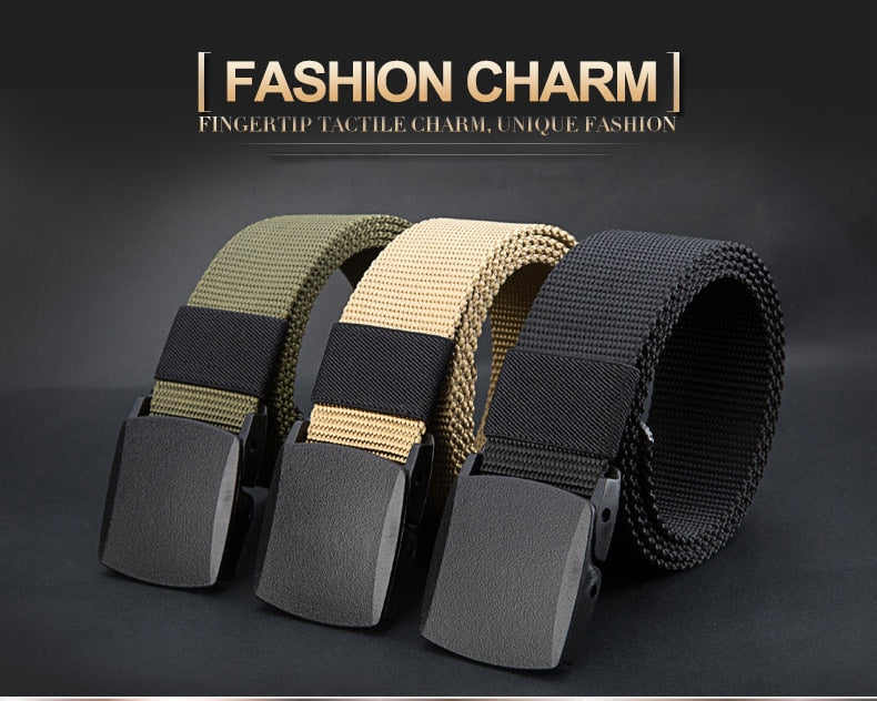 casual fashion tactical belt alloy automatic buckle youth students belt outdoor sports training free shipping