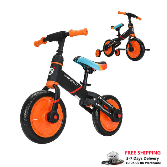 UBRAVOO Tiny Scout Balance Bike 3 4 5 Years , 4-in-1 with Optional Support Wheels and Pedals, Saddle Height Adjustable