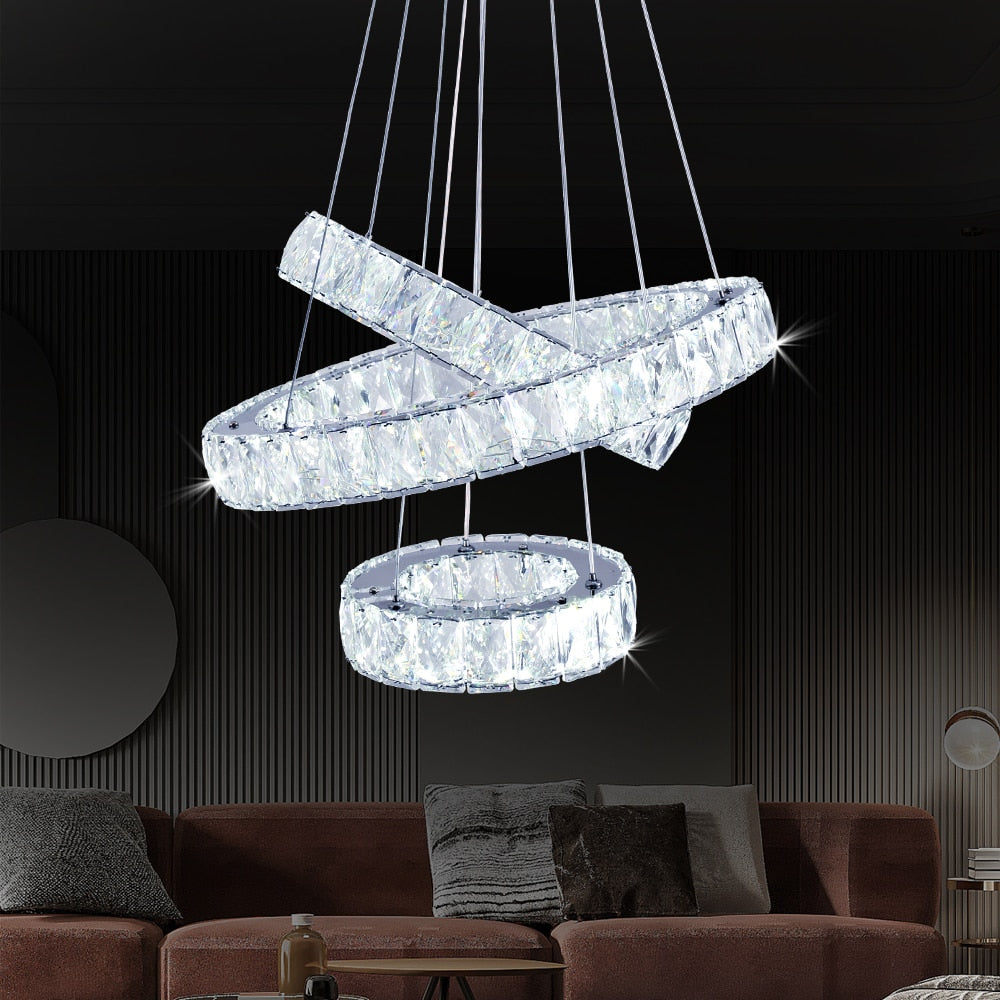 Modern K9 Crystal Led Chandelier Lights Home Lighting Chrome Lustre Chandeliers Ceiling Pendant Lamp Fixtures  For Living Room