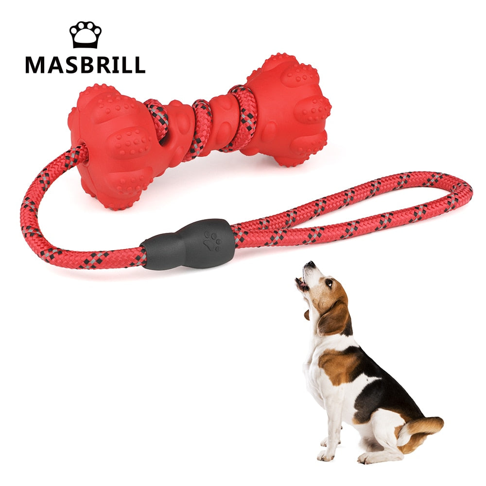 Interactive Rubber Dumbbell Chew Toy for Small to Large Dogs