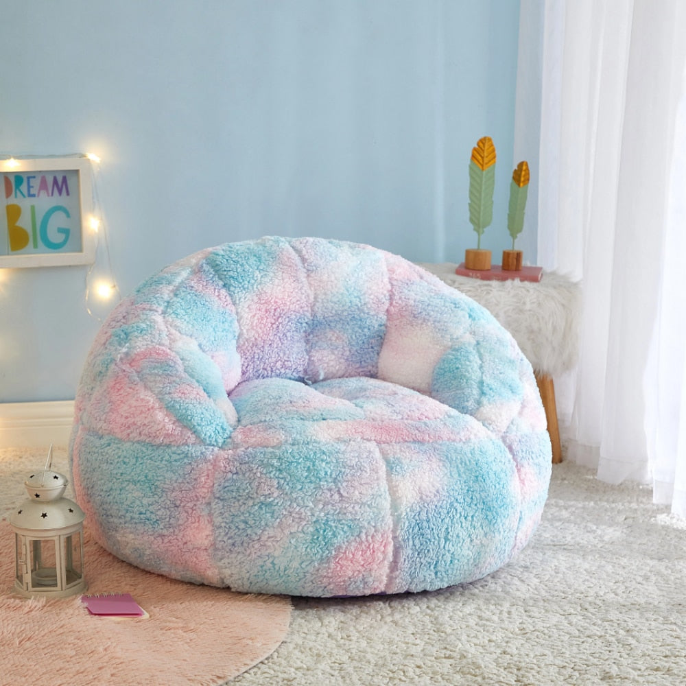 Super Soft  Bean Bag Chair, Pink Blue Memory Foam Stuffed Lounger Chairs for Kids, Adults