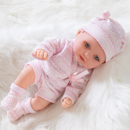 Doll Girl Soft Full Body Toy Model Baby Reborn Baby Doll Vinyl Toddler with Big Eyes Hat Realistic Baby Toy Kids Gift