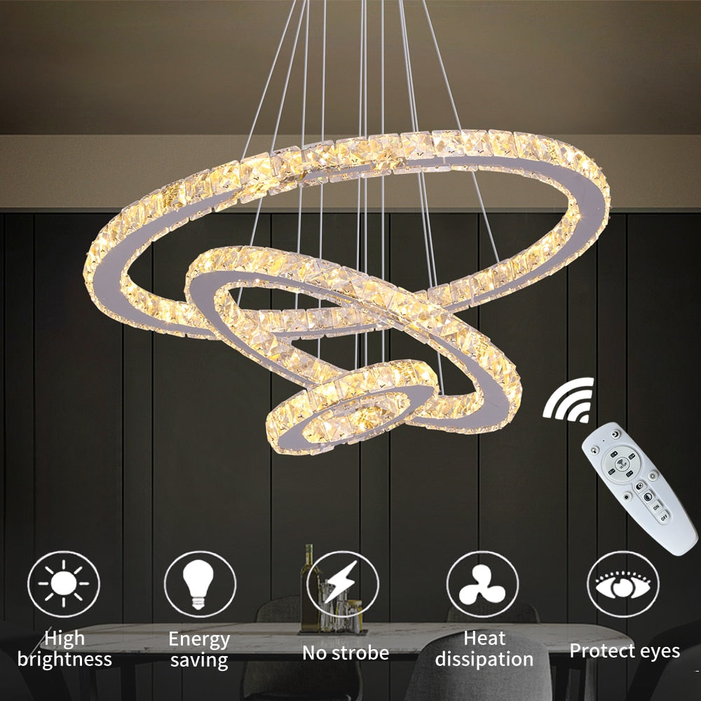 Modern K9 Crystal Led Chandelier Lights Home Lighting Chrome Lustre Chandeliers Ceiling Pendant Lamp Fixtures  For Living Room