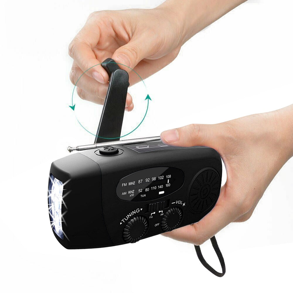 Emergency Radio Hand Crank Solar Weather Radio 1200mAh AM FM Emergency Outdoor Radio with Solar Charging