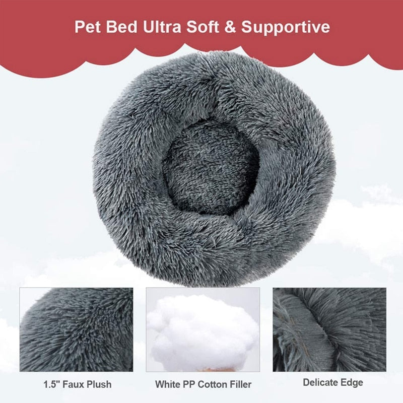 Round Dog Bed Cushion Soft Plush Cat Beds for Dog Cat