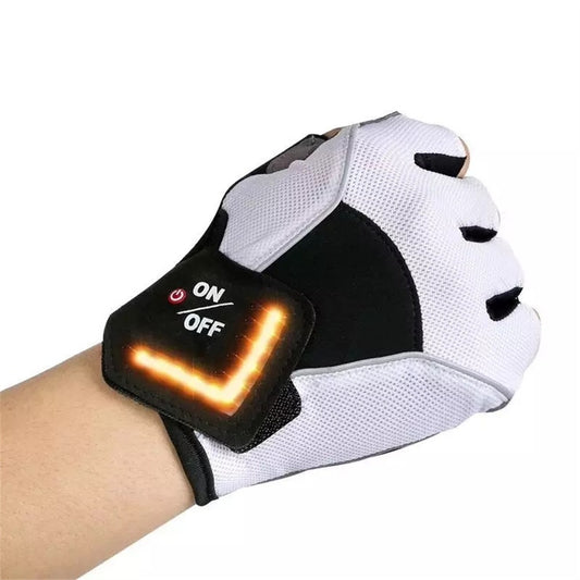 Gravity Sensing Cyling Gloves Turn Signal Half Finger Gloves Automatic Warning Light Smart Steering Half Finger Gloves