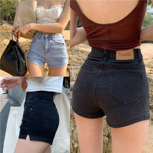 High Waist Clothing Vintage Hot Summer Wide Leg Fashion Short Pants Womens Elastic Sexy Casual Jean Denim Shorts Female