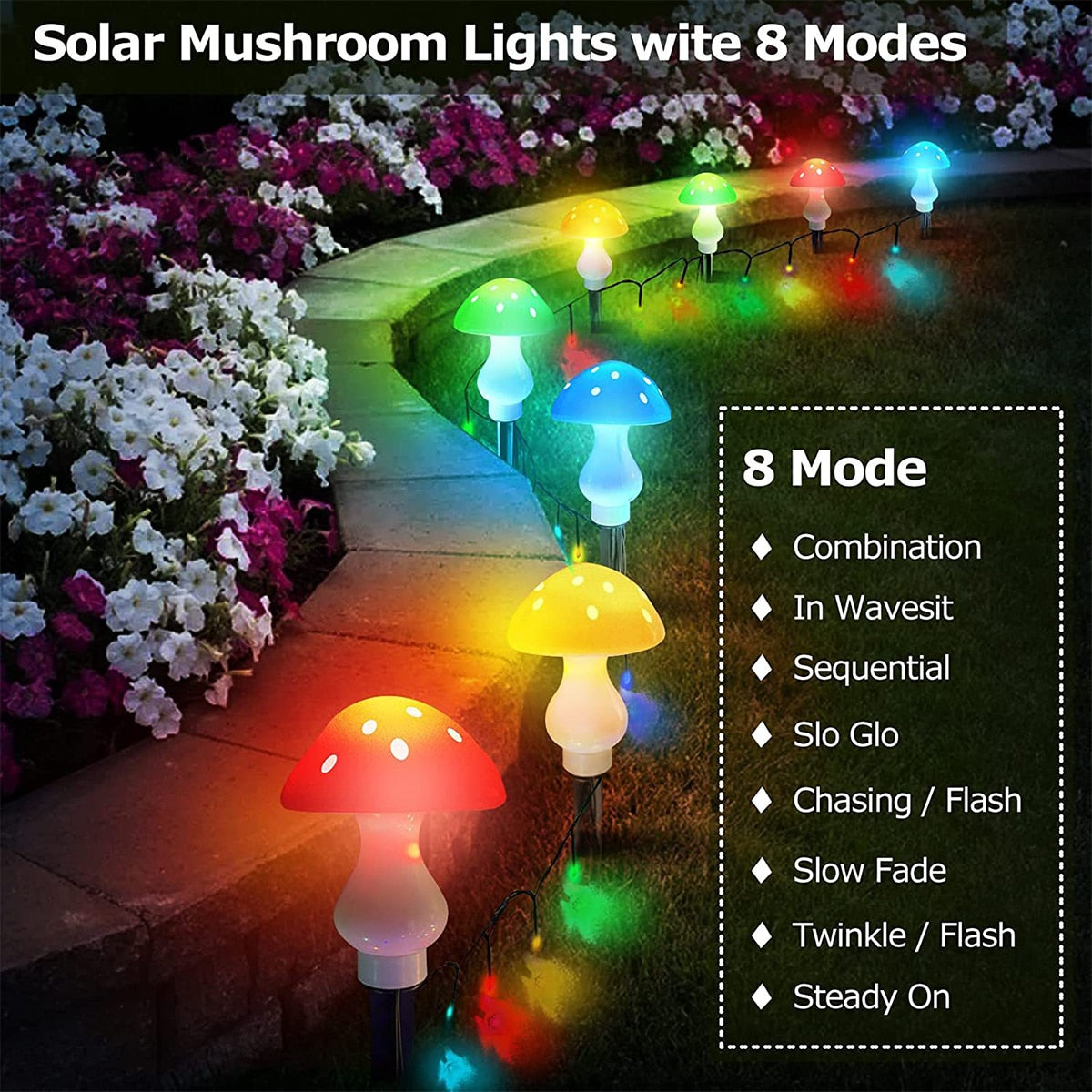 3/8/10pcs LED Solar Mushroom Light Outdoor Garden Decor Waterproof Fairy Light Solar String Light Pathway Lawn Lamp Garden Light