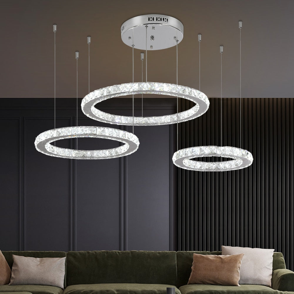 Modern K9 Crystal Led Chandelier Lights Home Lighting Chrome Lustre Chandeliers Ceiling Pendant Lamp Fixtures  For Living Room