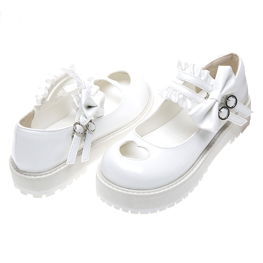 Sweet Lolita Hollow Heart Maid Cosplay Platform Mary Jane Flat Shoes