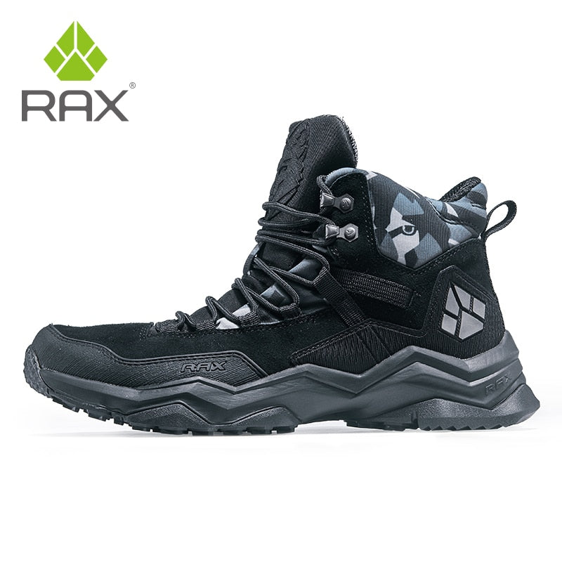 RAX Men Hiking Shoes Mid-top Waterproof Outdoor Sneaker Men Leather Trekking Boots Trail Camping Climbing Hunting Sneakers