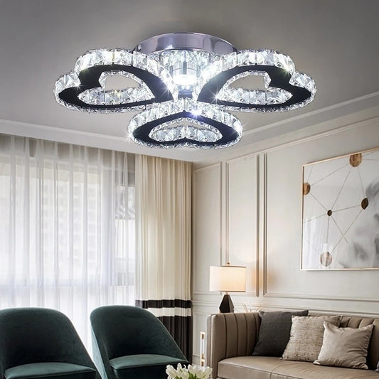 Modern Lustres K9 Crystal Chandelier Ceiling Lamps 3 Rings Stainless Steel Hanging Light Fixture 30W Led Pendant Lamp Home Deco