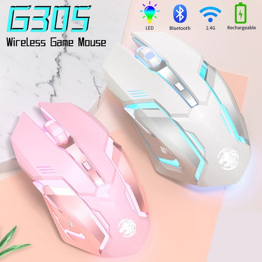 G304 2.4G Wireless Bluetooth Mouse Gaming Mouse Rechargeable Ergonomic Mouse for Computer Laptop LED Backlit for IOS Android