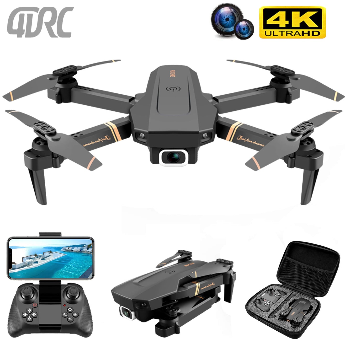 4DRC V4 RC Drone 4K 1080P HD Wide Angle Camera WiFi Fpv Dual Camera Foldable Quadcopter