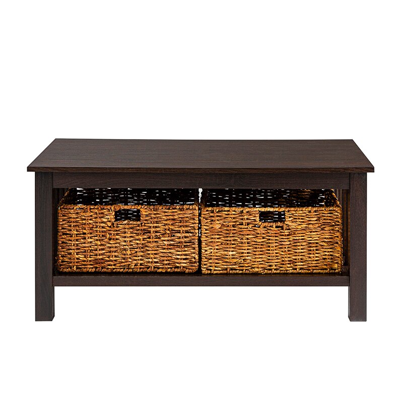 Traditional Storage Coffee Table with Bins, Espresso  Furniture Living Room