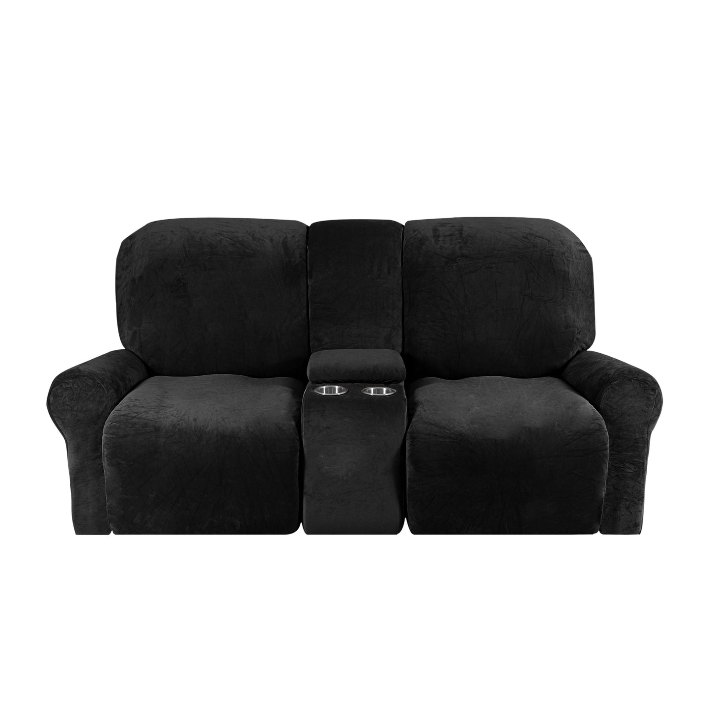 Recliner Sofa Covers 2 Seater Sofa Covers with Cup Holder Velvet Stretch Recliner Loveseat Slipcovers with Middle Console