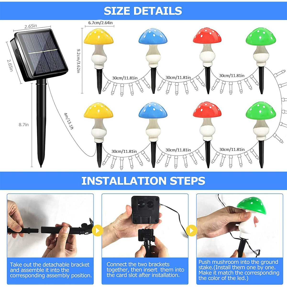 3/8/10pcs LED Solar Mushroom Light Outdoor Garden Decor Waterproof Fairy Light Solar String Light Pathway Lawn Lamp Garden Light