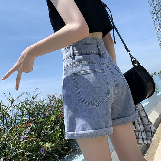 Vintage Casual Elegant Fashion Sexy Wide Leg High Waist Summer Womens Jean Denim Shorts