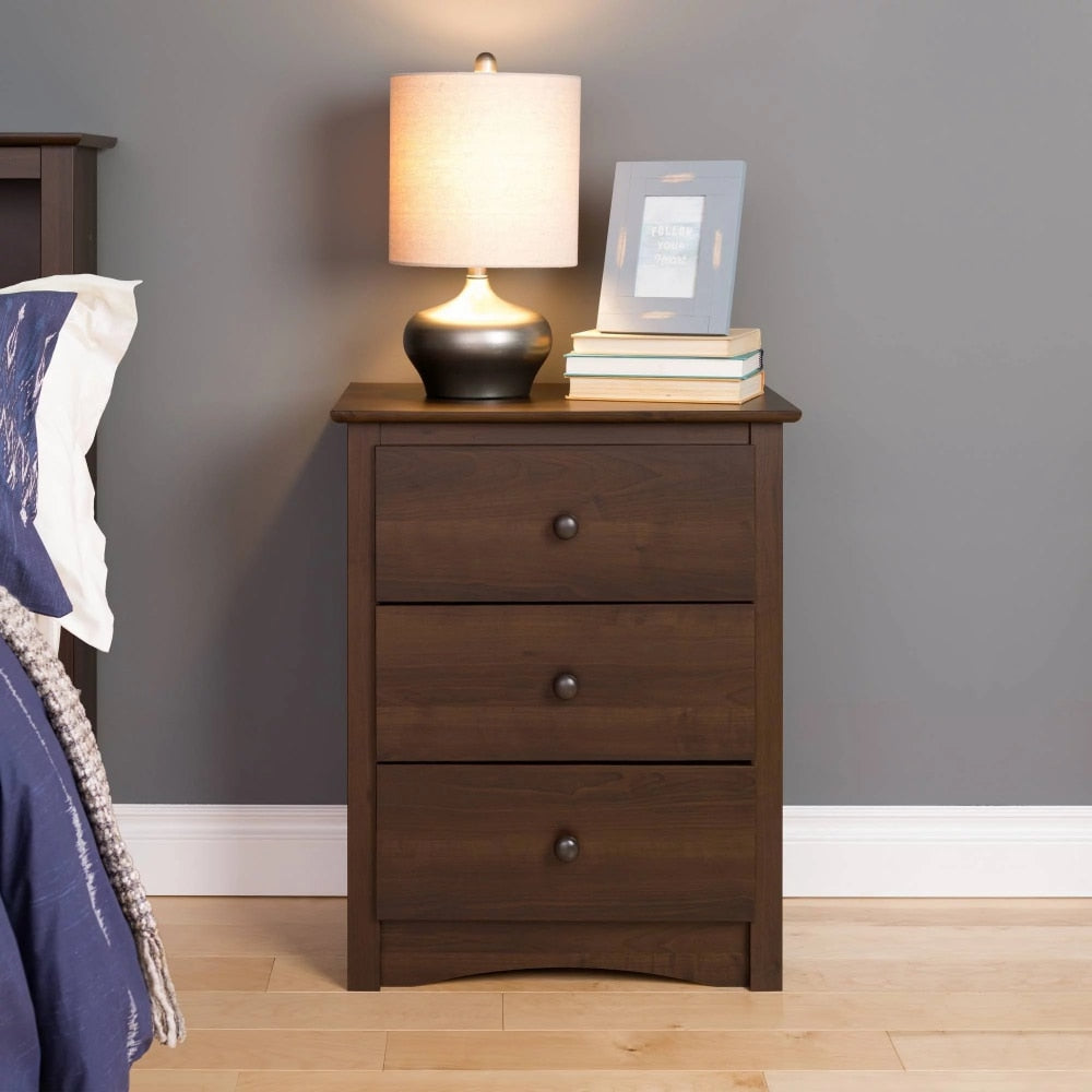 Fremont Classic Tall 3-Drawer Bedroom Nightstand, Espresso nightstand  nightstands for bedroom