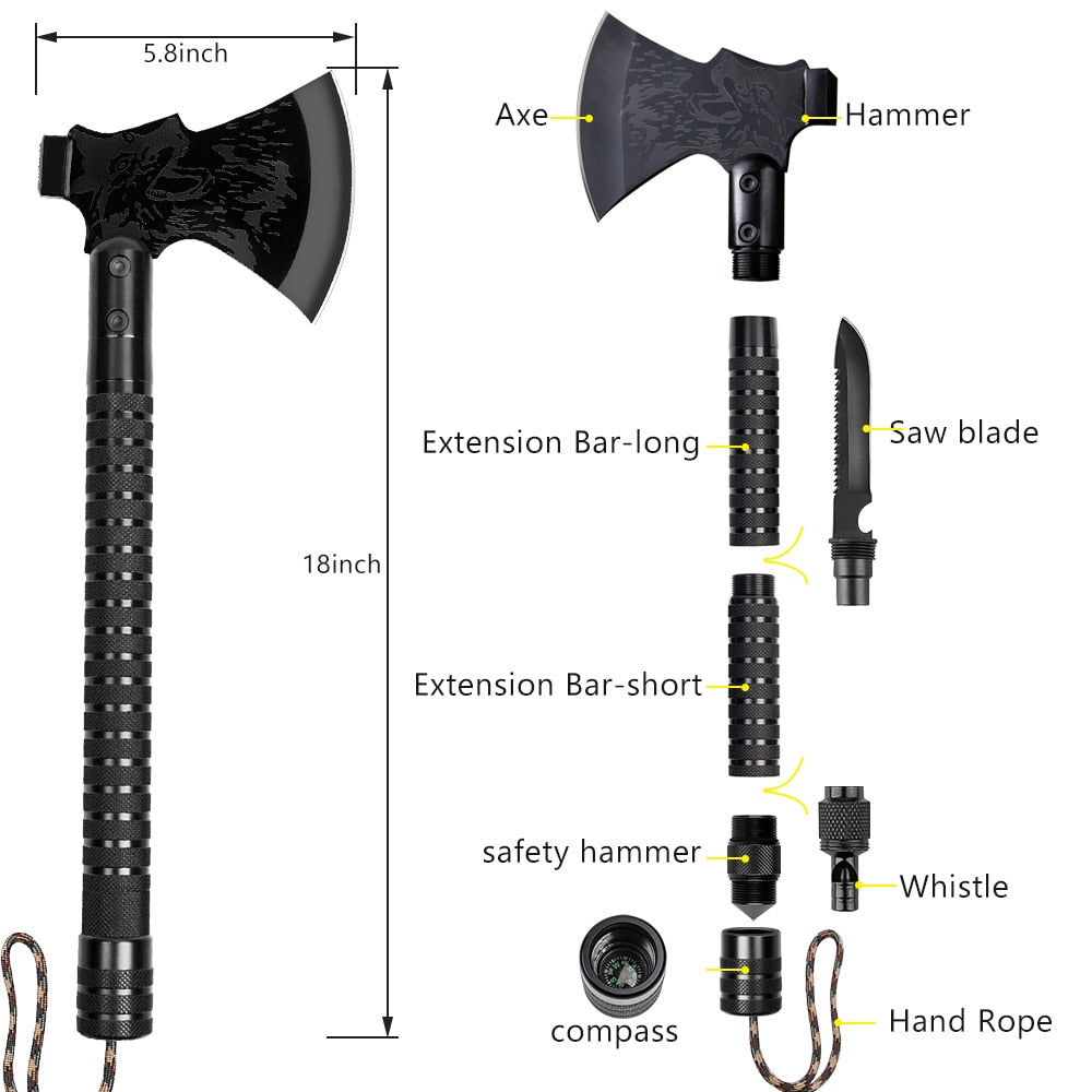 Portable Foldable Axe Field Survival Equipment Outdoor Camping Tomahawk Multifunctional Wolf Axes Hunting Knife Wild Tool Kit