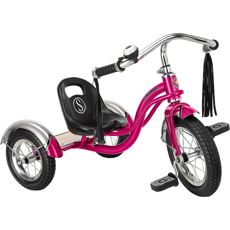 Schwinn Roadster Bike for Toddlers, Kids Tricycle, Ages 2 - 4 Years Old, Steel Trike Frame, Rear Deck Made of Genuine Wood