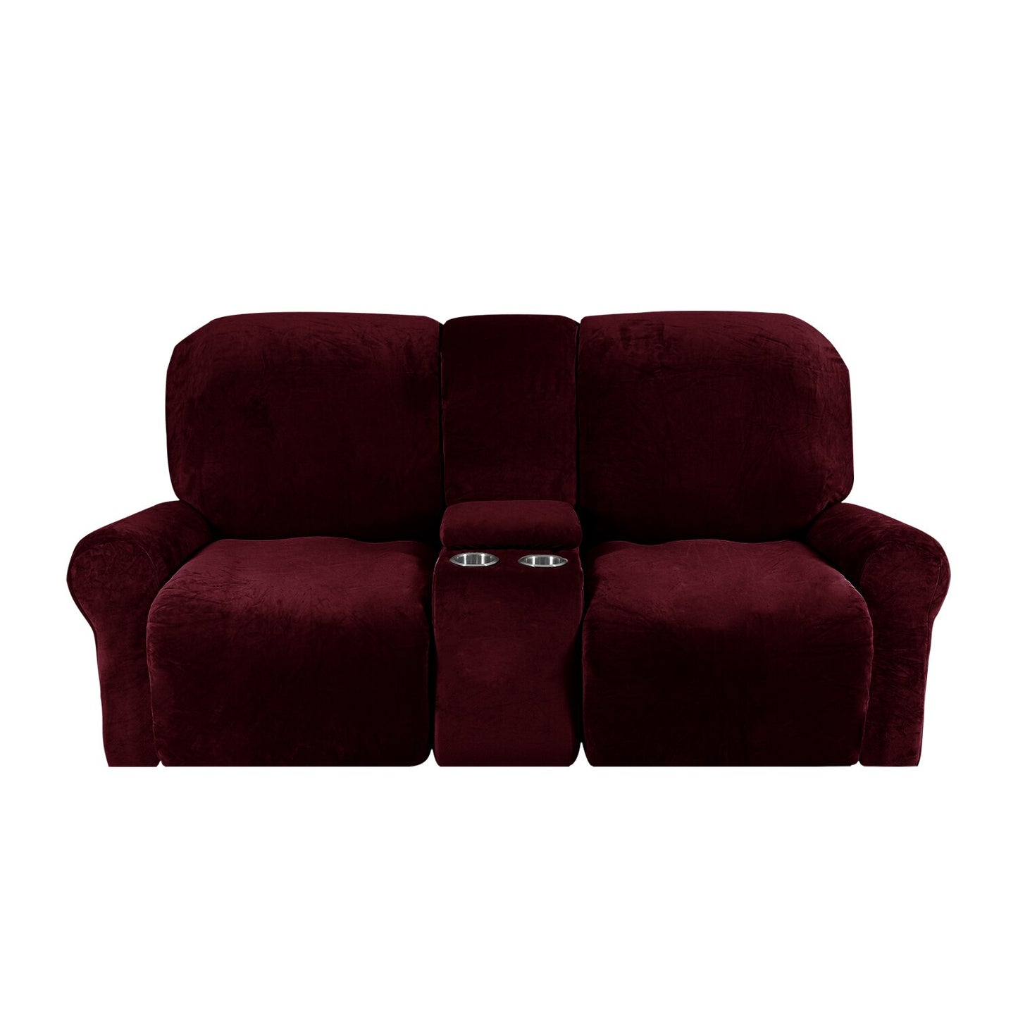 Recliner Sofa Covers 2 Seater Sofa Covers with Cup Holder Velvet Stretch Recliner Loveseat Slipcovers with Middle Console