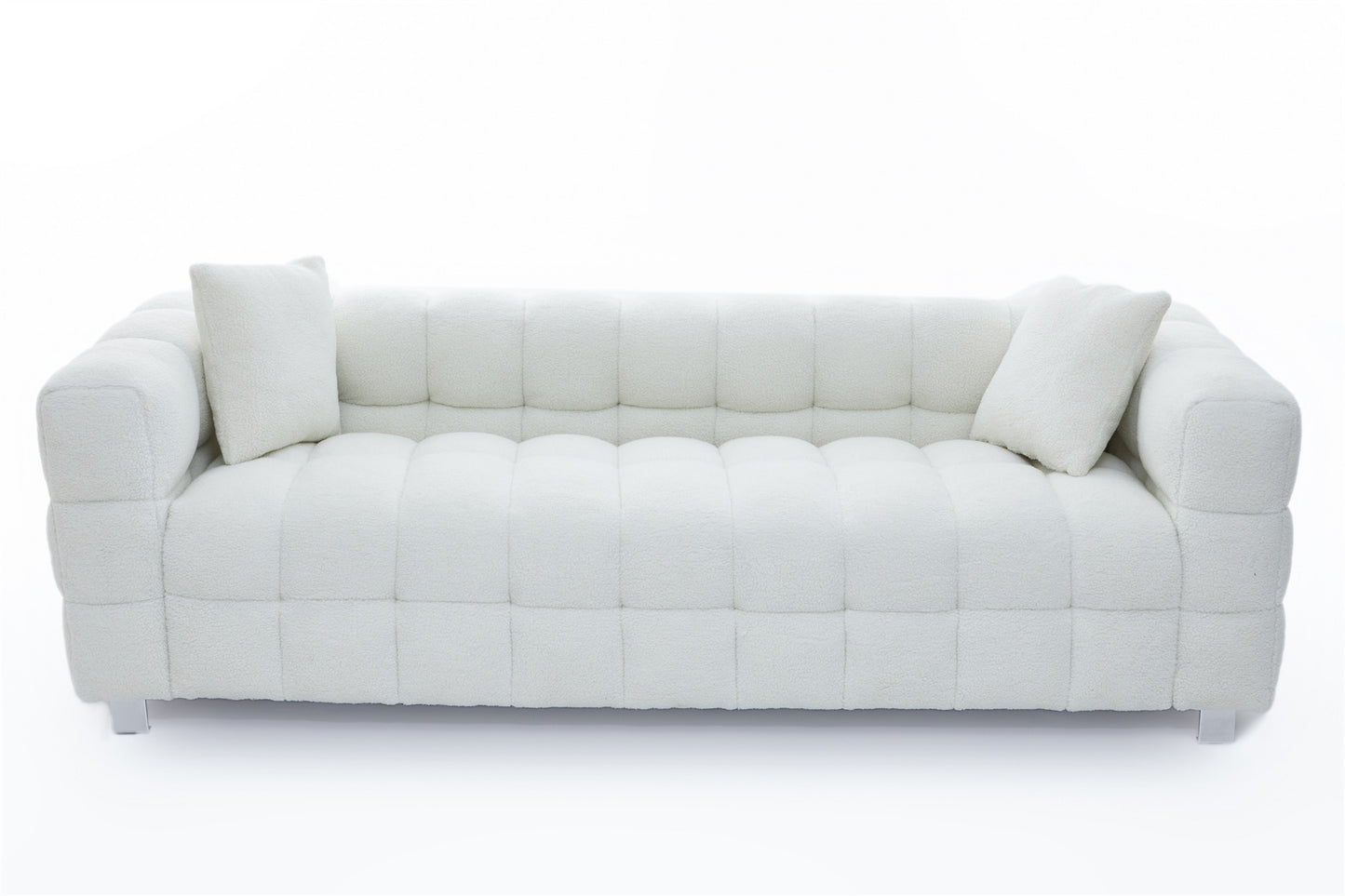 Modern Minimalist Bread Sofa Includes 2 Pillows White/Grey/Blue/Green Fleece for Living Room Bedroom