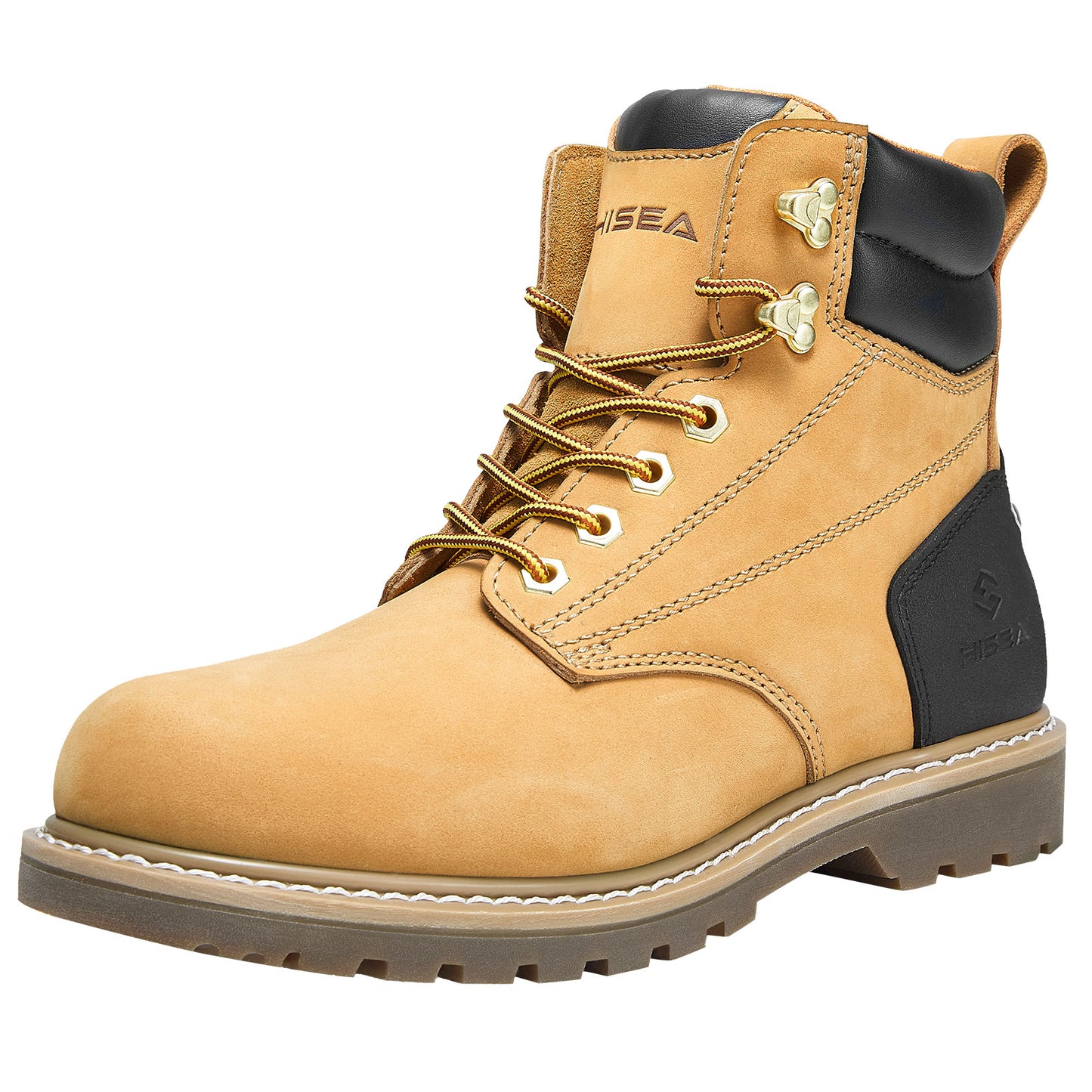 HISEA Work Boots for Men Soft/Steel Toe Construction Work Shoes, Waterproof Safety Toe Working Boots