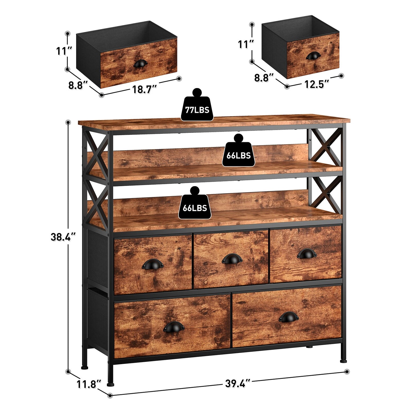 EnHomee Bedroom Dresser with 3 5 7 8 9 12 16 Fabric Drawers Chest Dresser Furniture Large Capacity Wooden Top Bedroom Closets